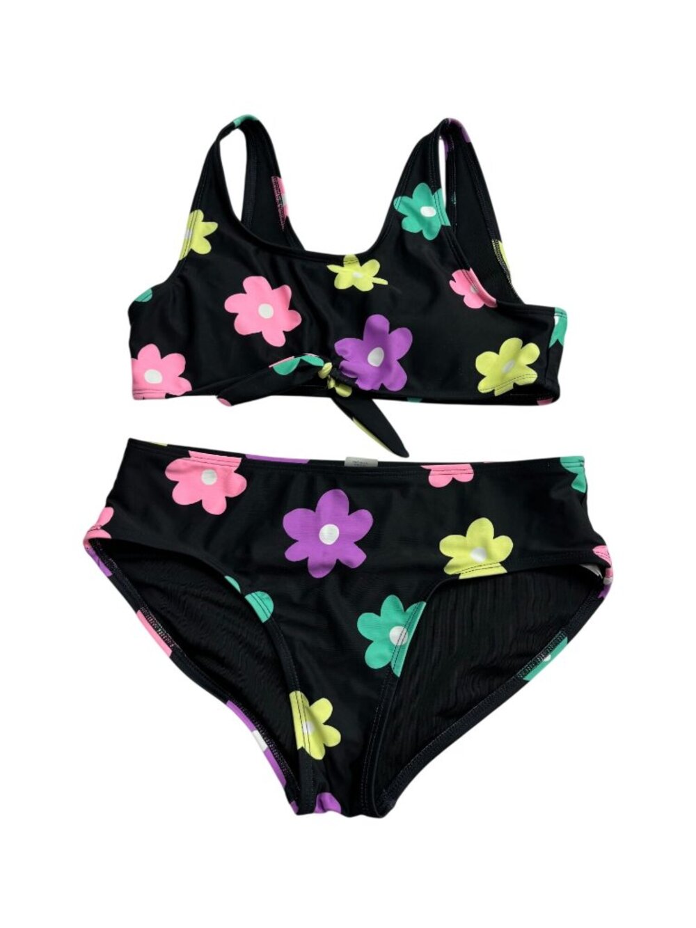 Old Navy Floral Bikini Set Black Multi-Colored XL